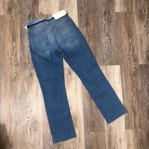 Frame Le High Straight Tie Waist Raw Hem Jeans Size 25 NWOT - Picture 6 of 11